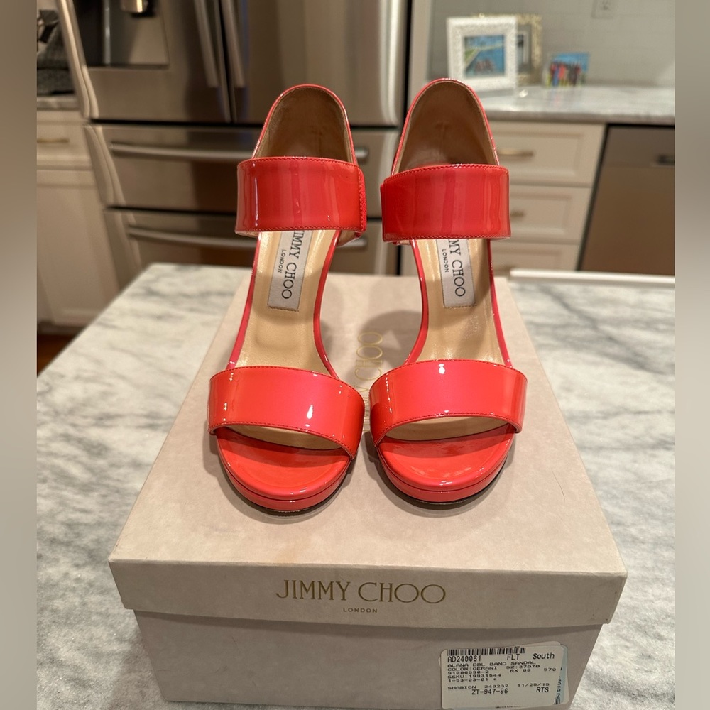 Jimmy Choo Alana Neon Patent - Geranium Size 37